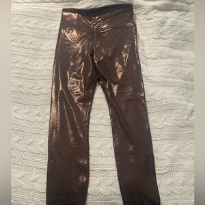 Athleta elation legging, shine, brown/bronze, size small